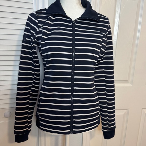 Helly Hansen Jackets & Blazers - Helly Hansen Womens Navy White Striped Full Zip Jacket Small Nautical HH